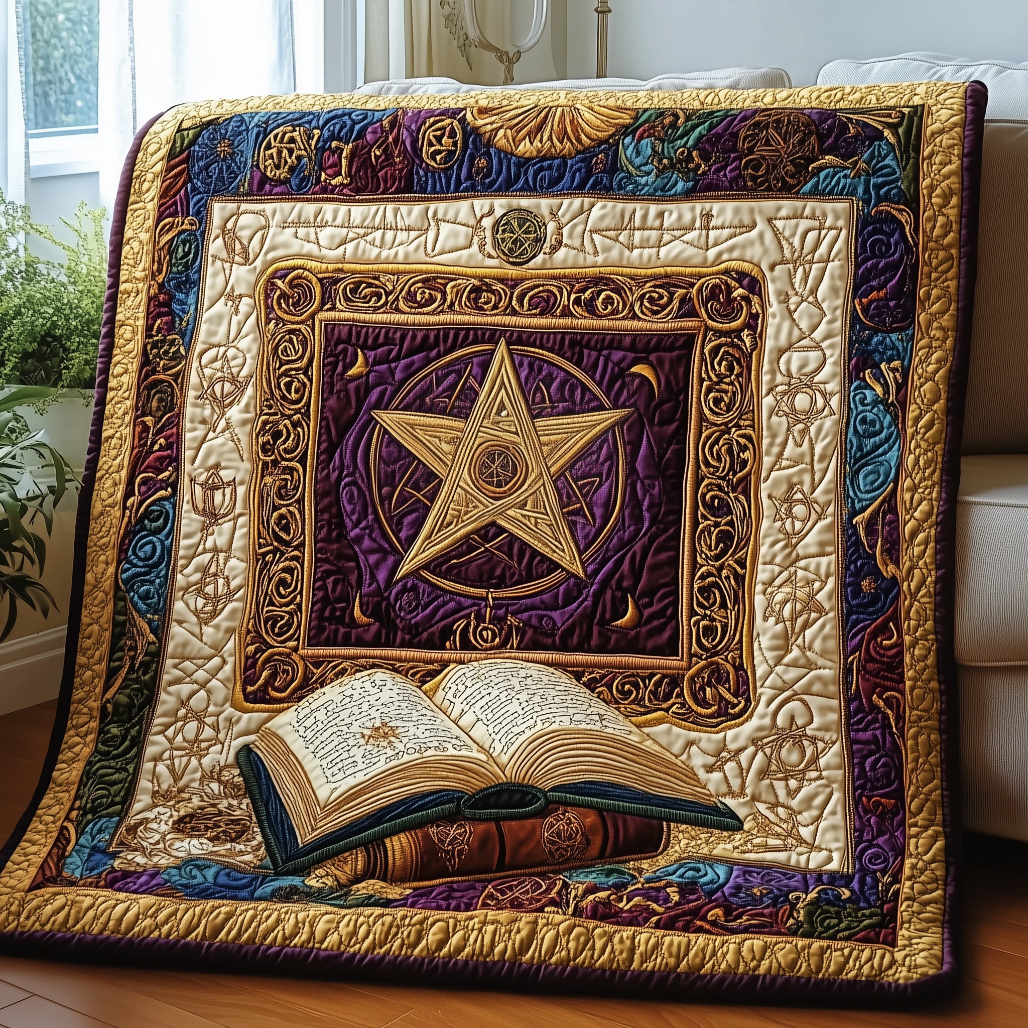 Mystic Star of Harmony Quilted Blanket Cute Cozy BlanketBest Gifts For Hippie Boyfriend