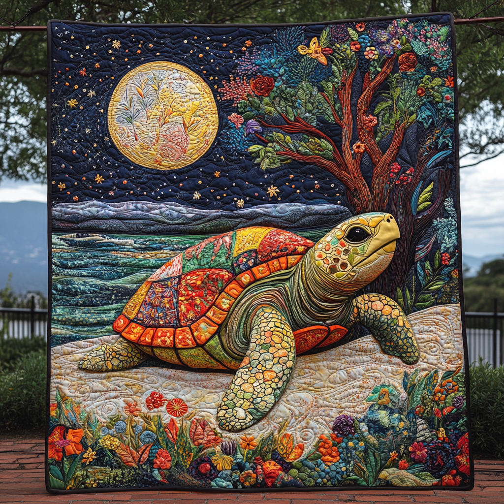 Mystic Tide Quilted Blanket Presents For Turtle Lovers