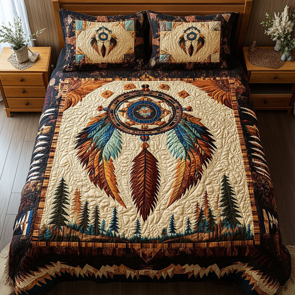Mystic Trap Quilted Bedding Set Xmas Holiday Duvet Cover Set Native American Gifts For Him