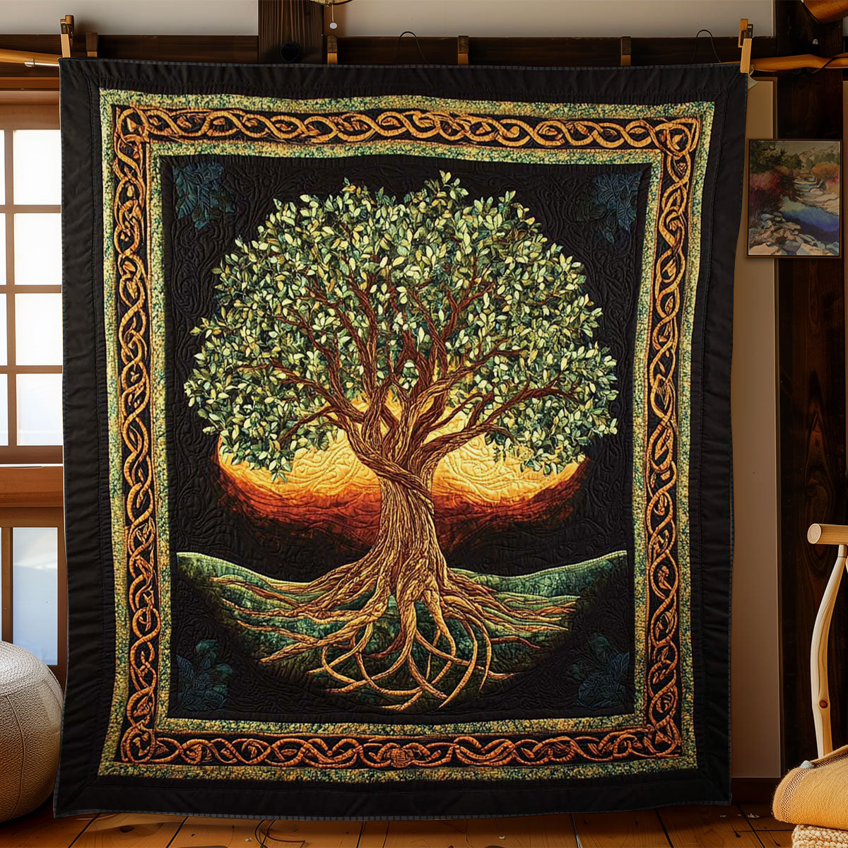 Mystic Tree Of Life Quilt Luxury Quilt Blanket Gift for Elegant Interiors