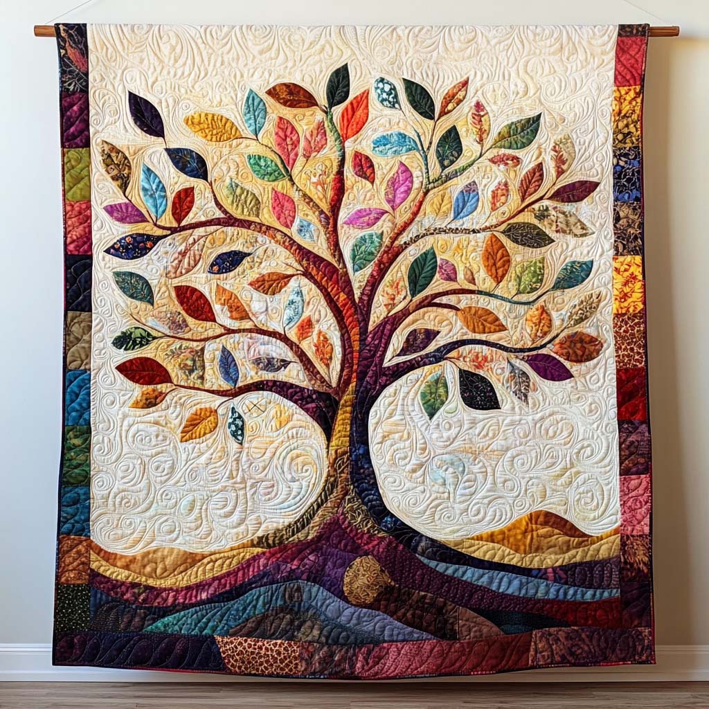 Mystic Tree Quilted Blanket Tree Of Life Throw Blanket