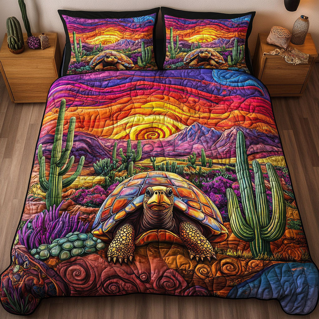 Mystic Turtle Quilted Bedding Set Bedroom Decor Ideas Gift For Cactus Lover