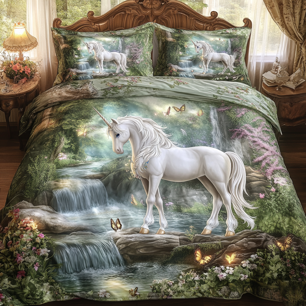 Mystic Unicorn Quilted Bedding Set Aesthetic Room Decor Birthday Unicorn Gift Ideas