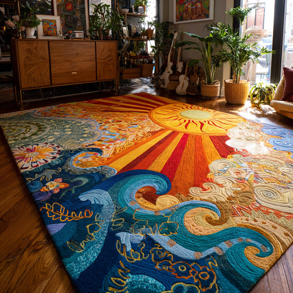 Mystic Waves Area Rug  Modern Rugs Xmas Gift For Whole Family