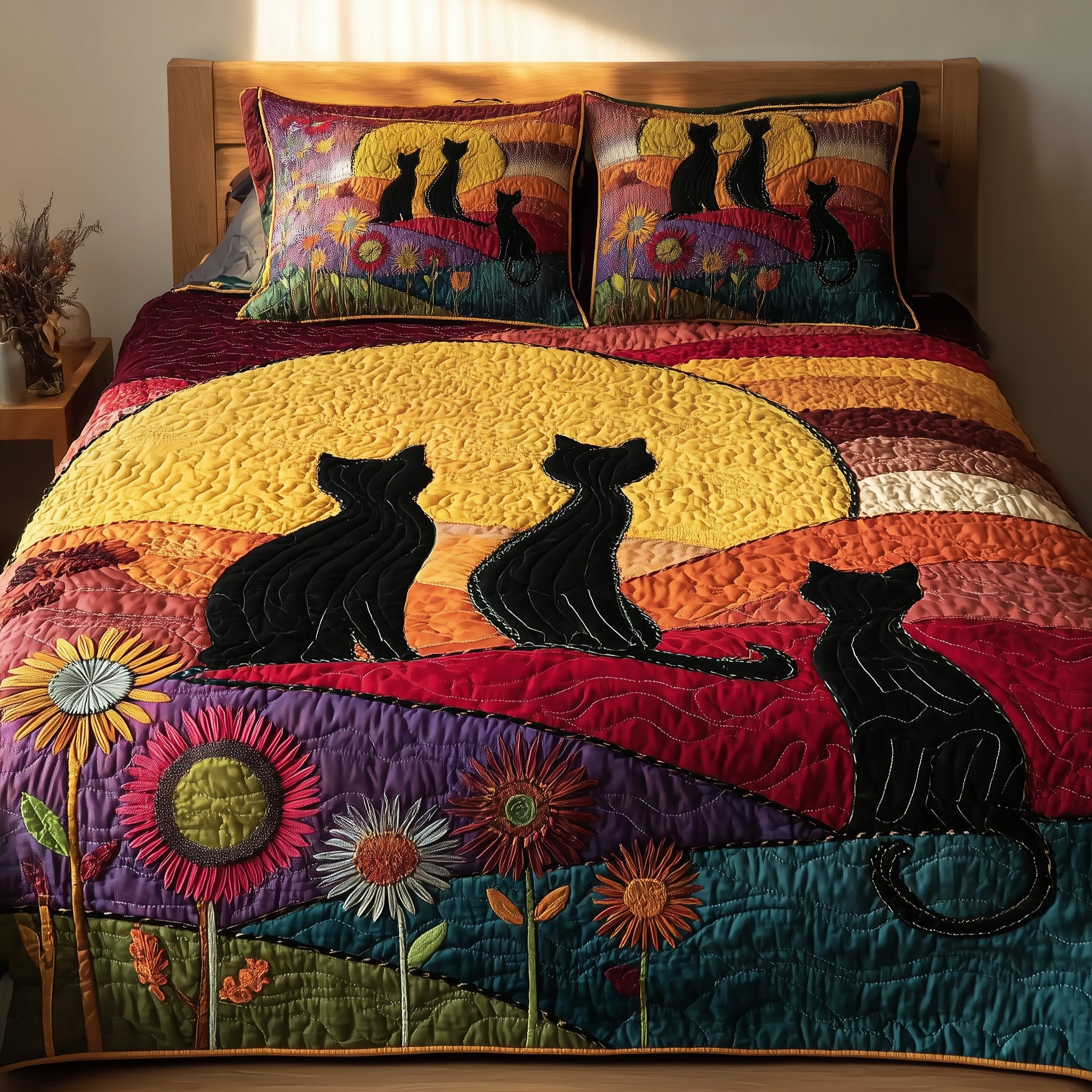 Mystic Whisker Quilted Bedding Set Cotton Sateen