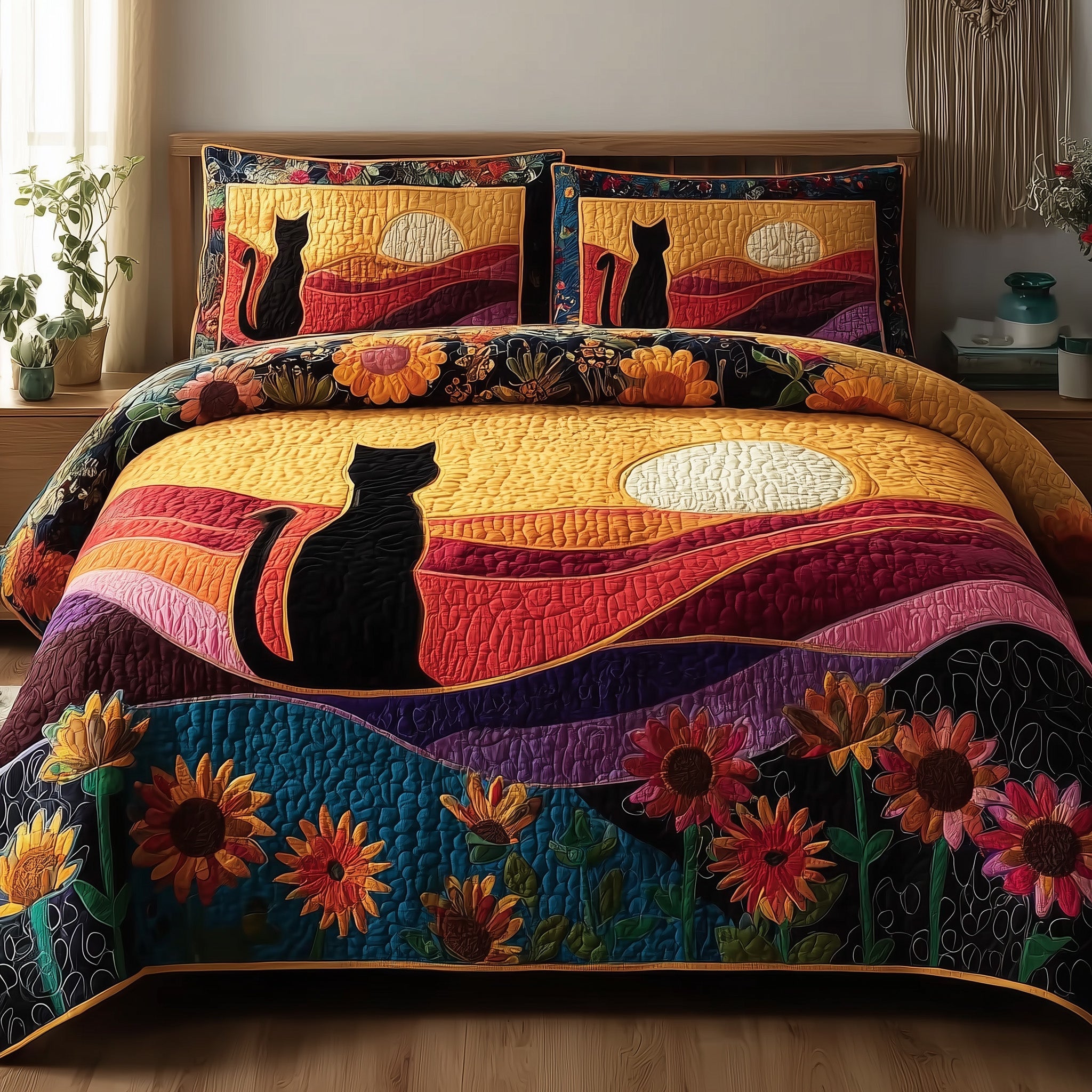 Mystic Whisker Quilted Bedding Set Microfiber