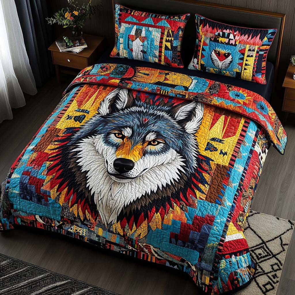 Mystic Wilderness Quilted Bedding Set Queen Size Comforter Nature Lover Gift For Wife