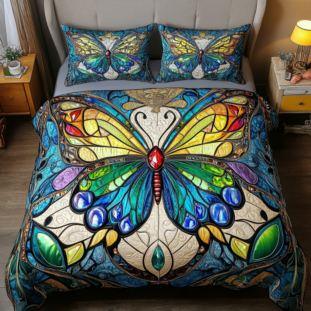 Mystic Wings Quilted Bedding Set Cozy Comforter Set for Winter Warmth