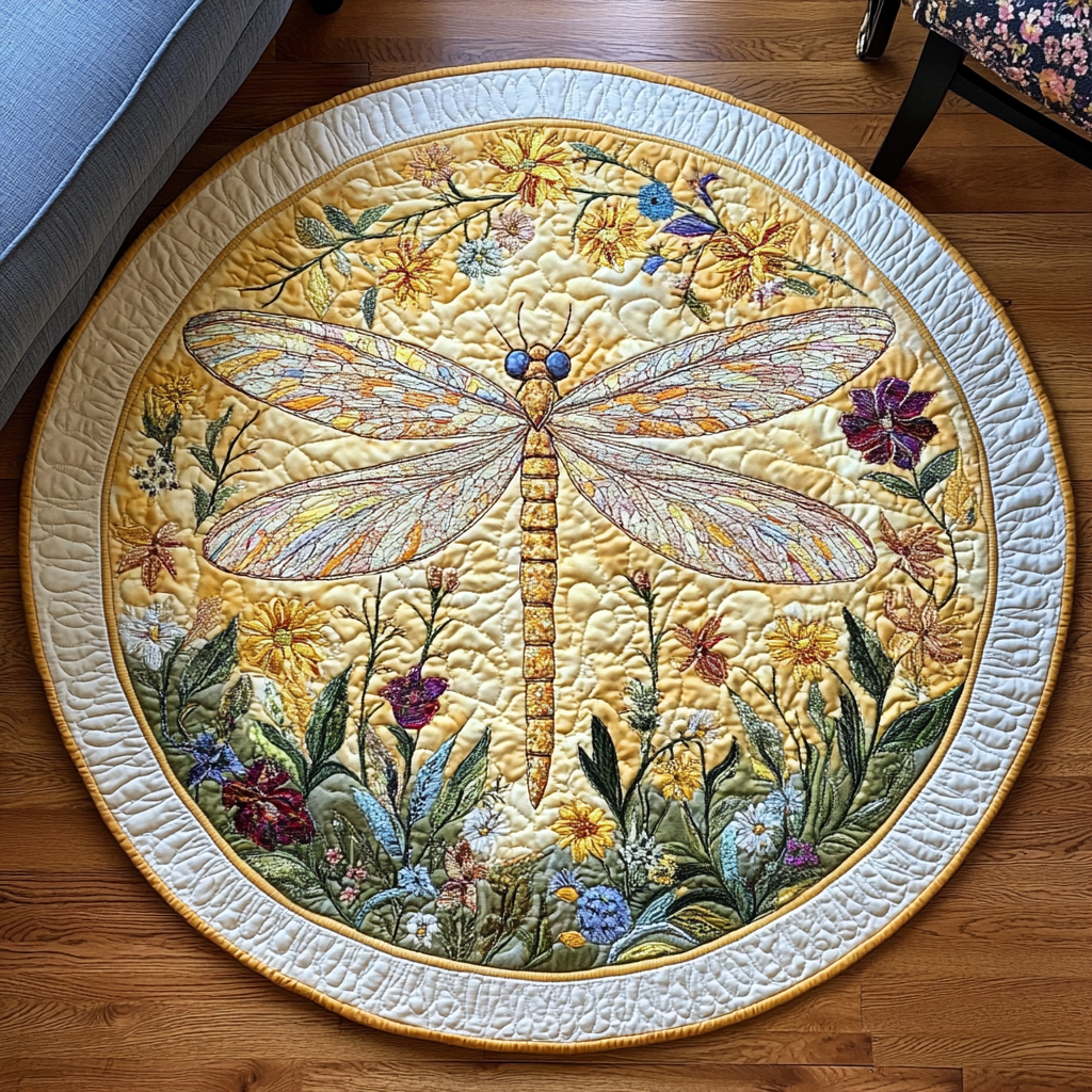 Mystic Wings Quilted Round Mat Entryway Christmas Decor Ideas Great Dragonfly Lover Gift Ideas