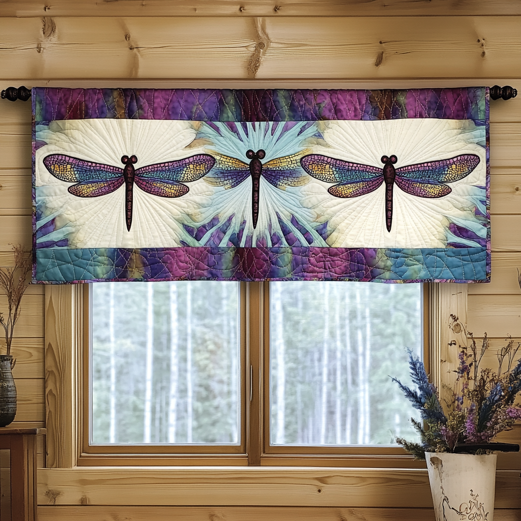 Mystic Wings Quilted Valance Outdoor Decor Dragonfly Gift Items