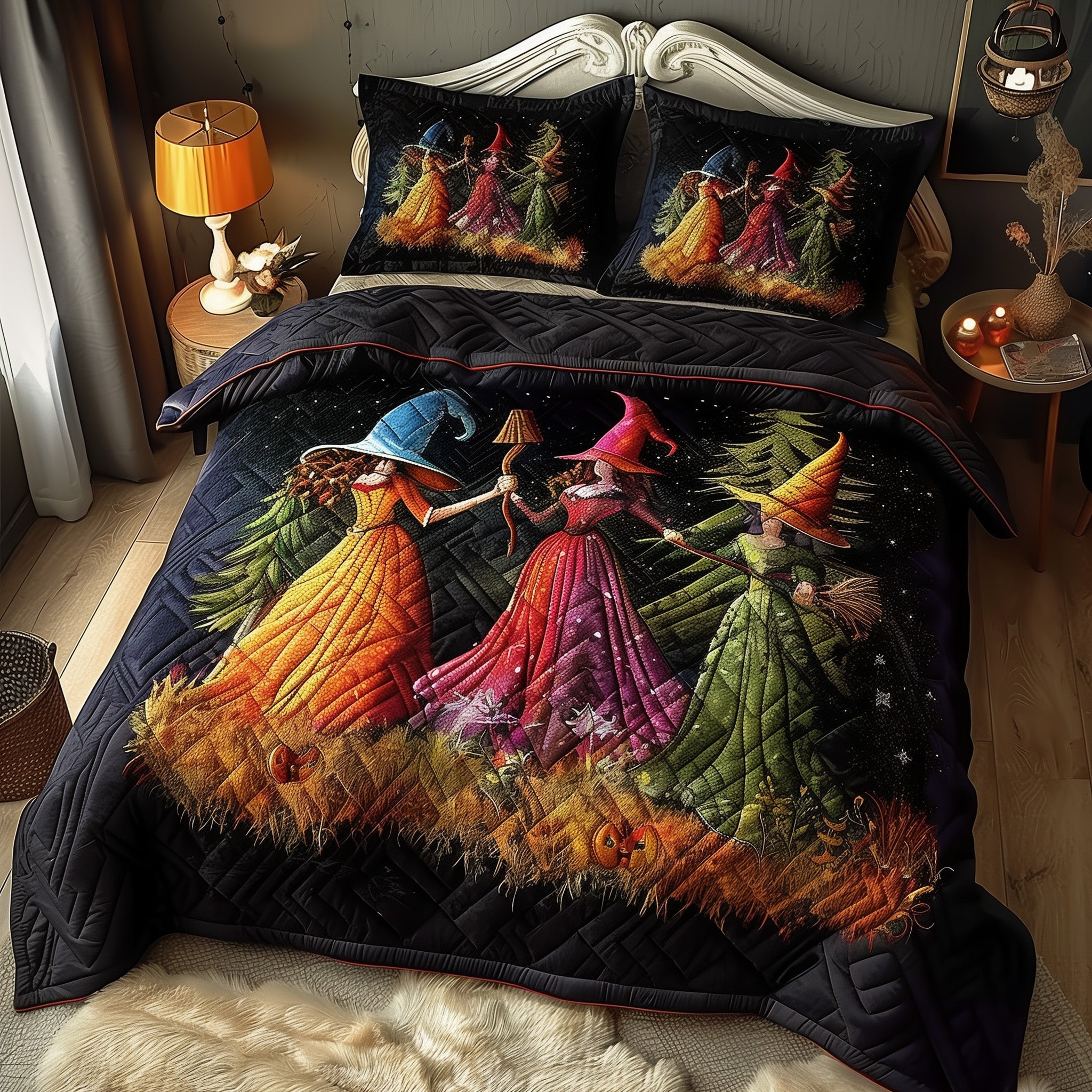 Mystic Witch Quilted Bedding Set Mystic Spellcasters Best Halloween Bedding Presents