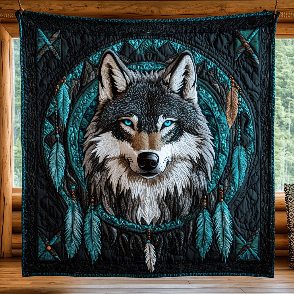 Mystic Wolf Quilt Charming Quilt Blanket Gift for Festive Spirit