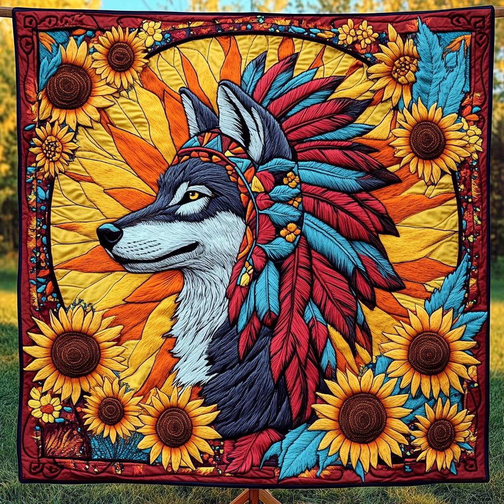 Mystic Wolf Shadows Quilted Blanket Gift For Wolf Lover