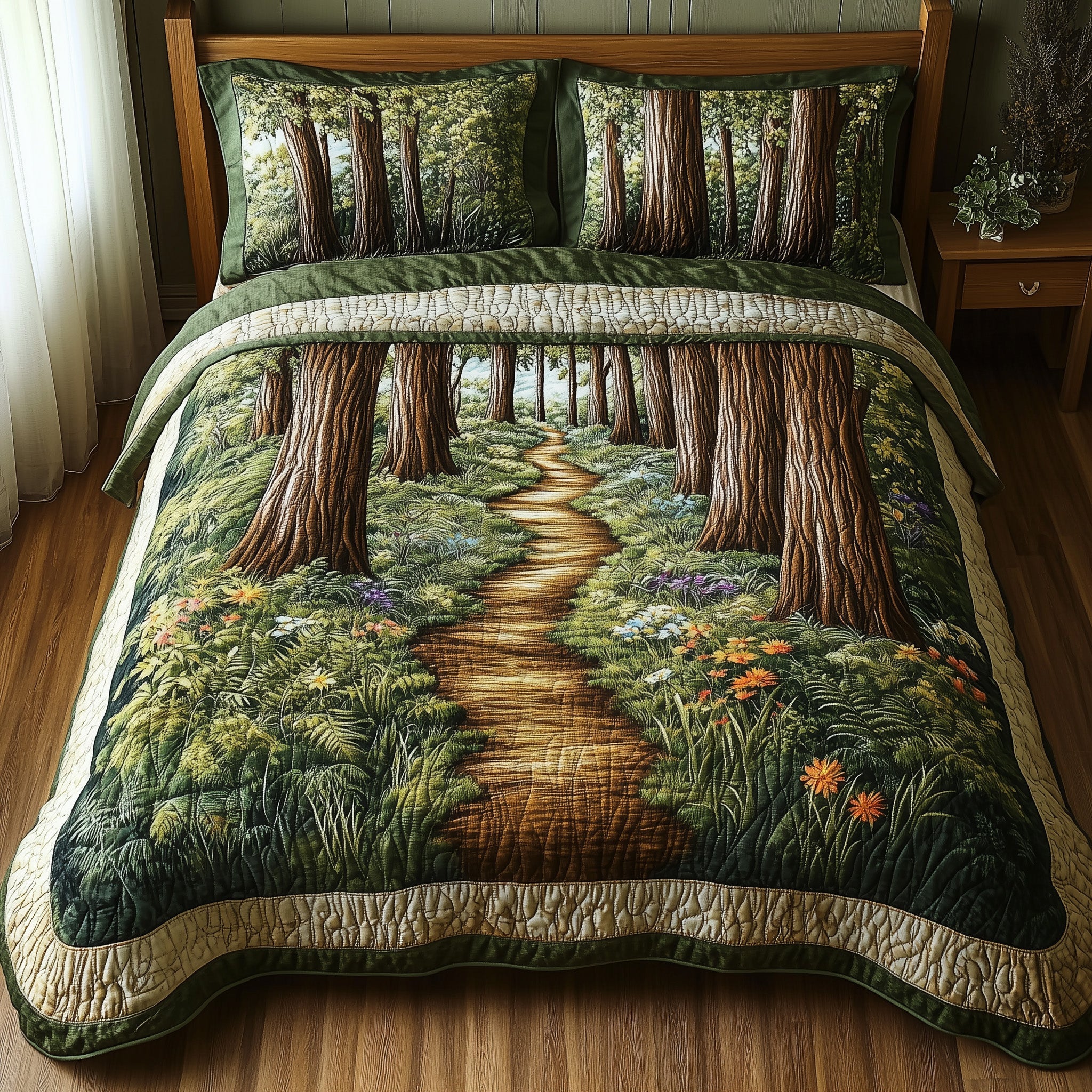 Mystic Woodland Trail Quilted Bedding Set Duvet Cover Merchandise Best Autumn Gifts