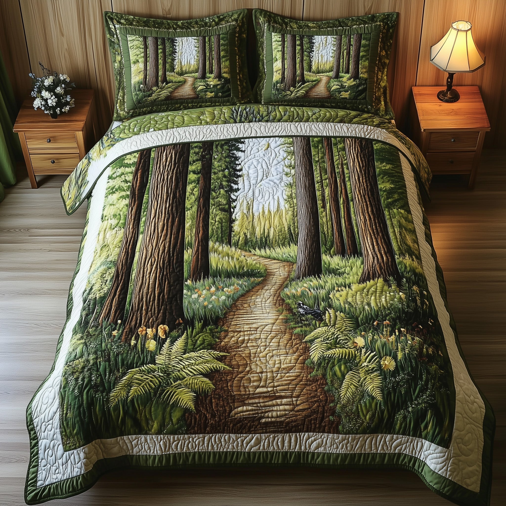 Mystic Woodland Trail Quilted Bedding Set Duvet Cover Merchandise Cute Fall Gifts For Girlfriend