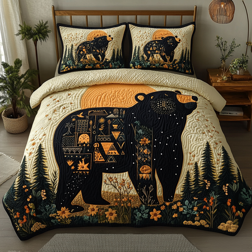 Mystic Woods Quilted Bedding Set Holiday Duvet Covers Christmas Gifts For Wildlife Lovers