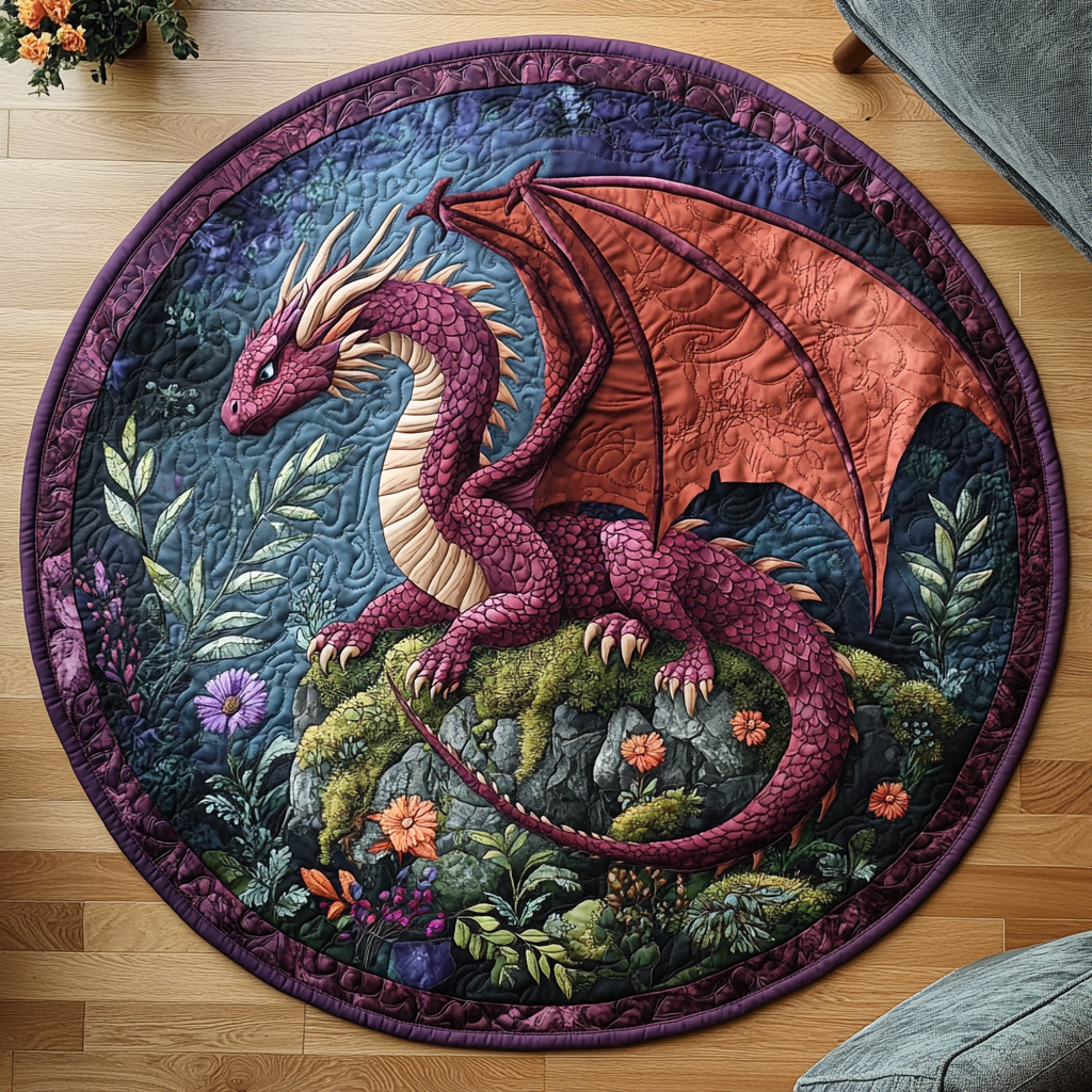 Mystic Wyvern Quilted Round Mat Front Door Idea Best Dragonfly Gifts For Mom