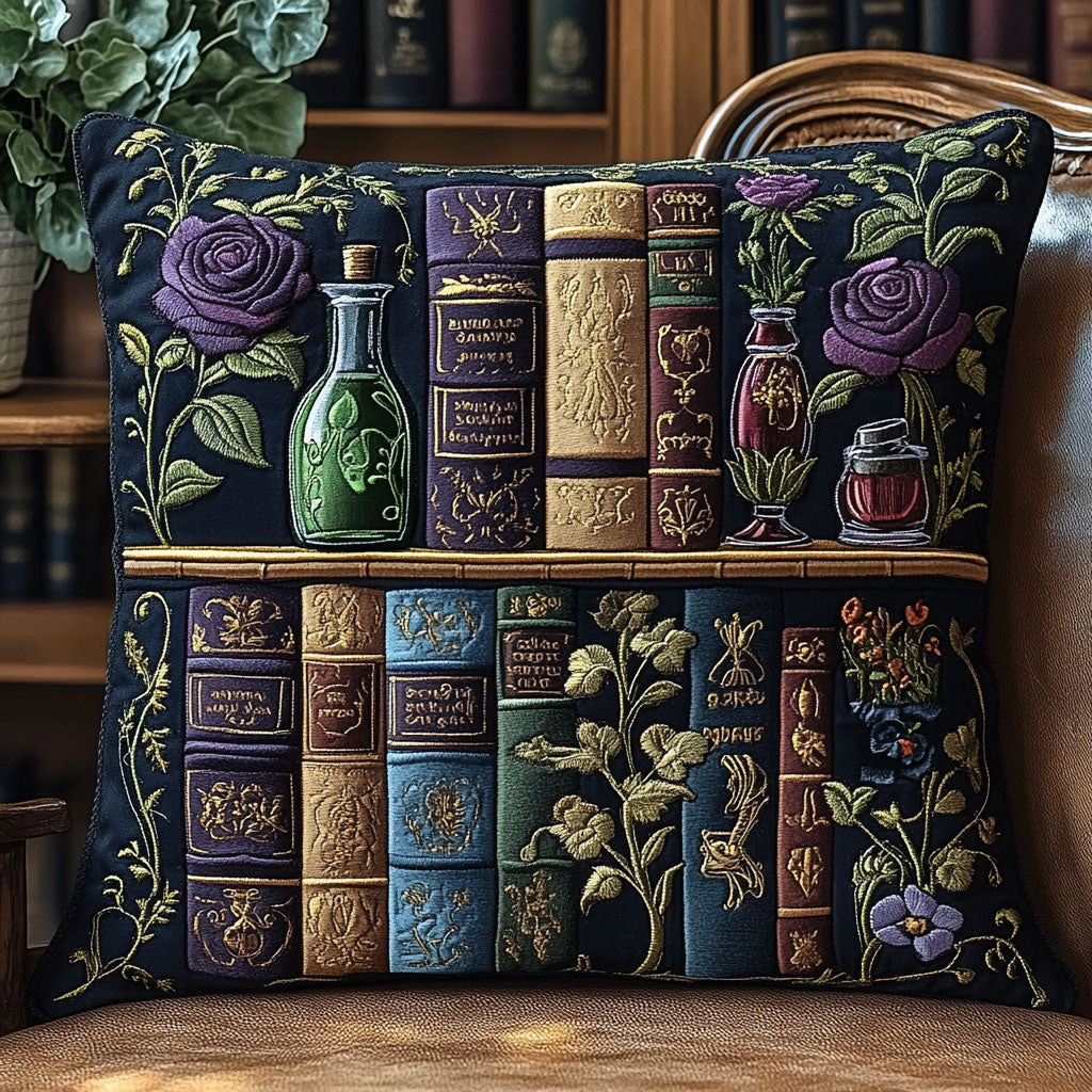 Mystical Book Haven Quilted Pillow Case Throw Pillow Case Covers Gift Ideas For Book Lovers
