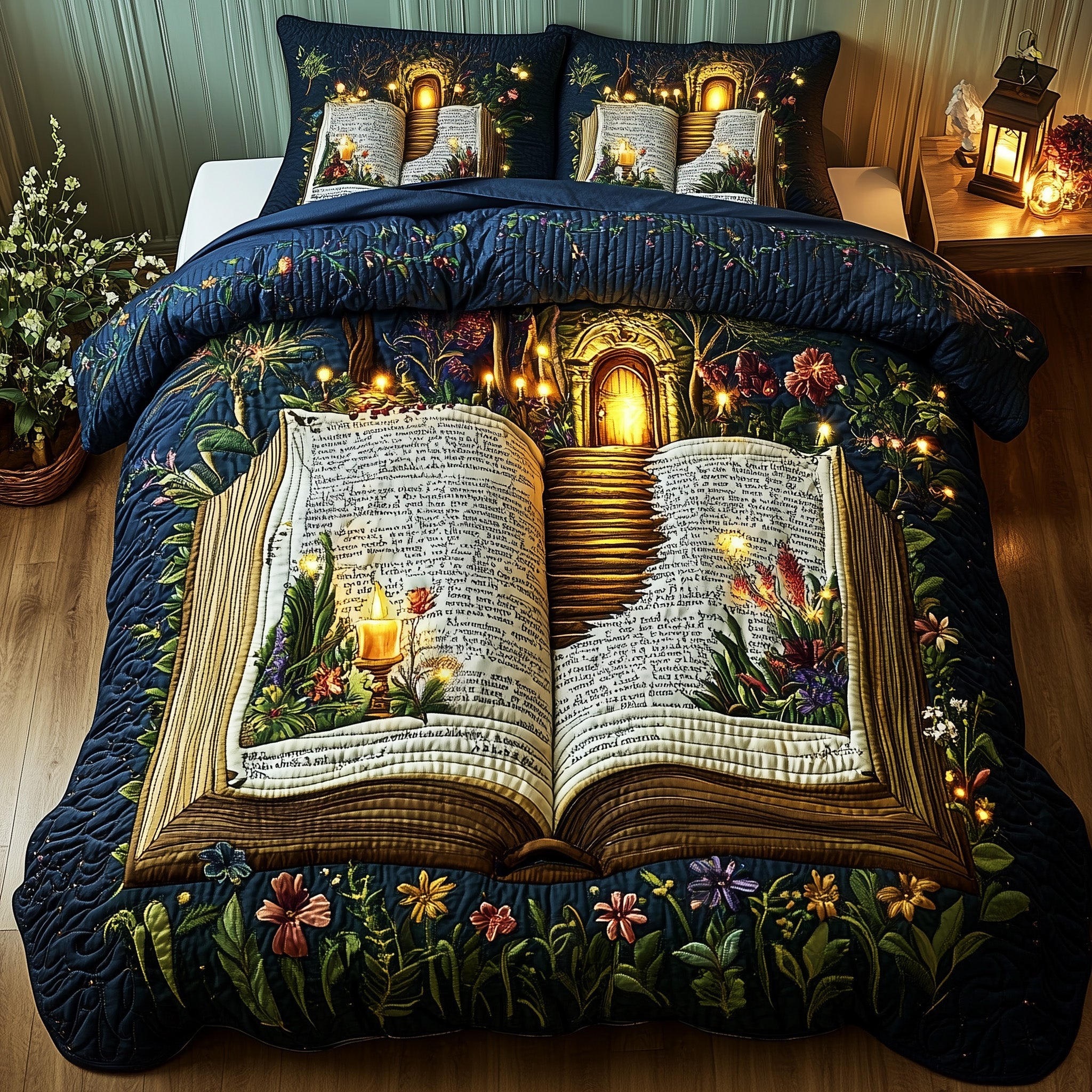 Mystical Book Quilted Bedding Set Duvet Cover Merchandise Best Unique Book Gifts