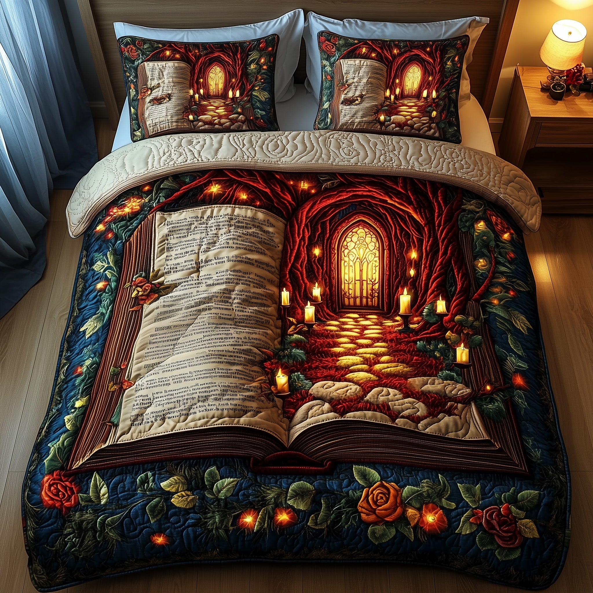 Mystical Book Quilted Bedding Set Duvet Cover Merchandise Book Themed Birthday Gifts