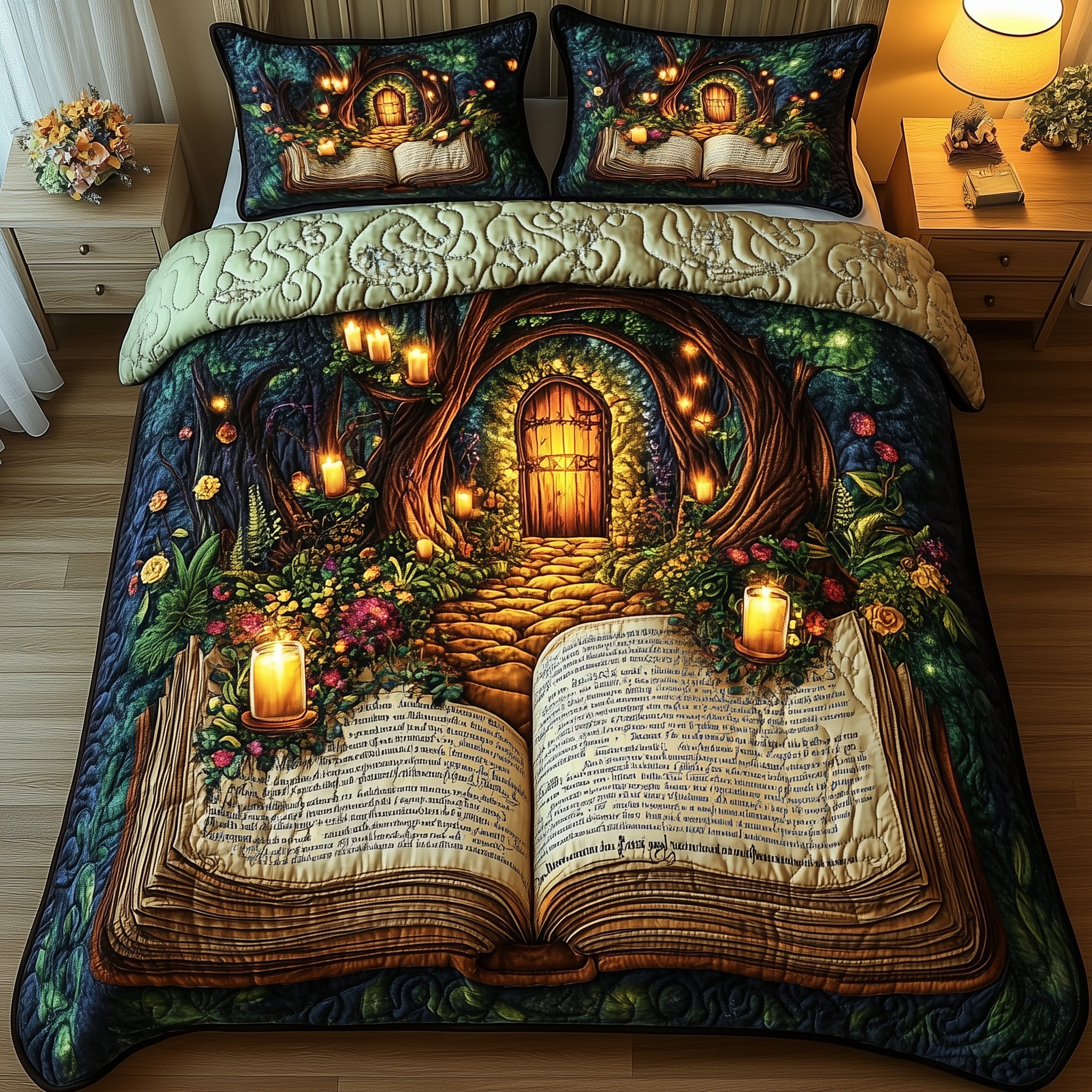 Mystical Book Quilted Bedding Set Duvet Cover Merchandise Cool Gifts For Book Lovers