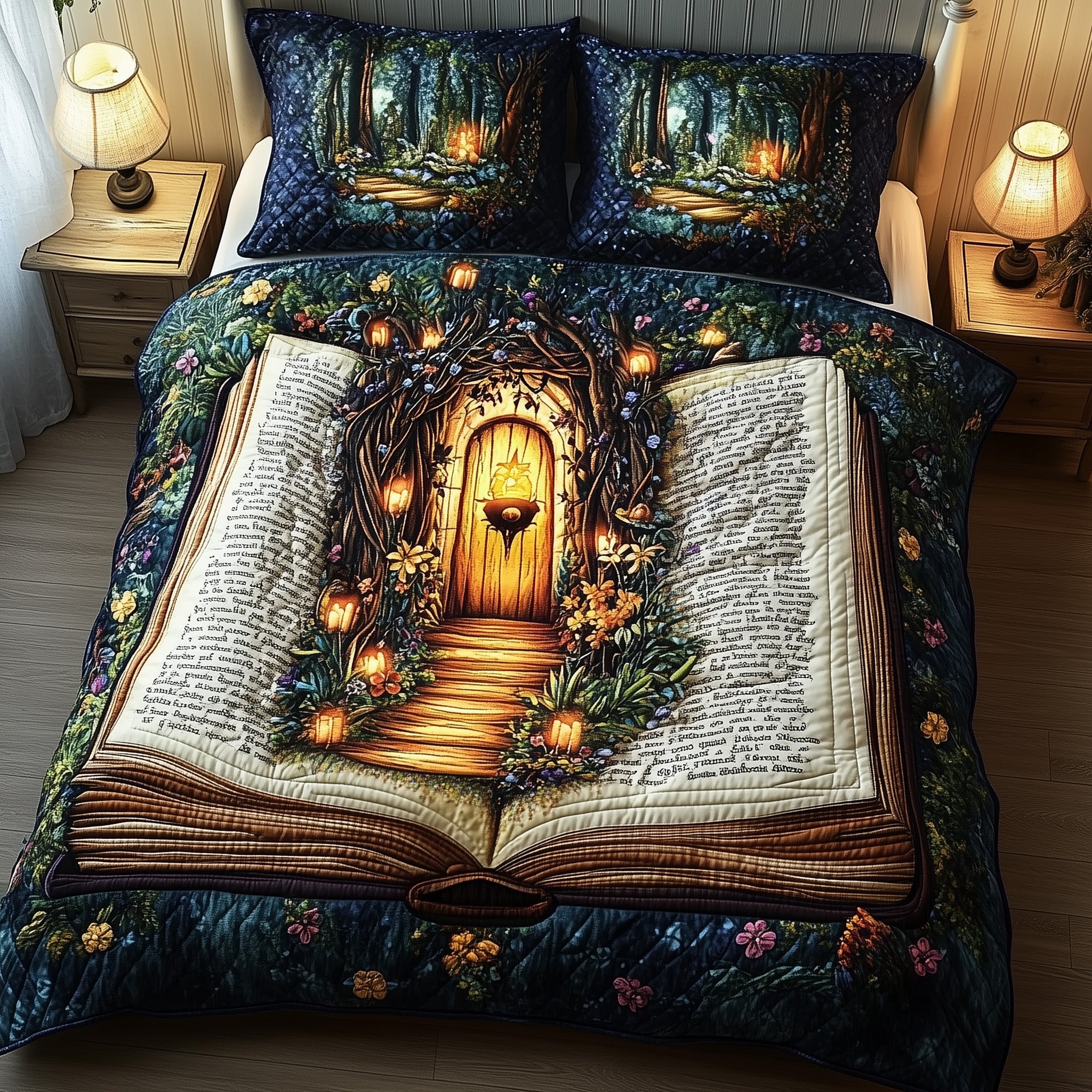 Mystical Book Quilted Bedding Set Duvet Cover Merchandise Great Book Lover Gifts
