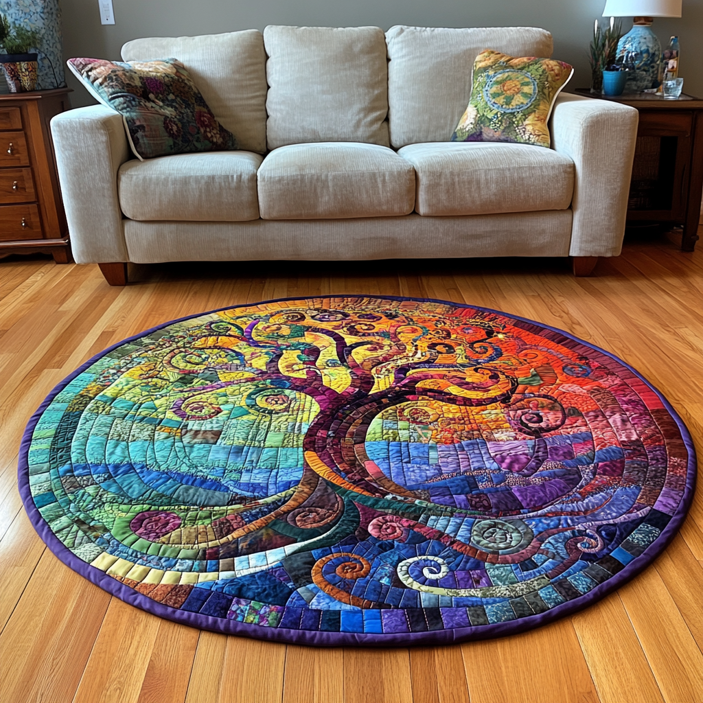 Mystical Forest Tree Quilted Round Mat Christmas Entryway Decor Xmas Ideas For Grandma