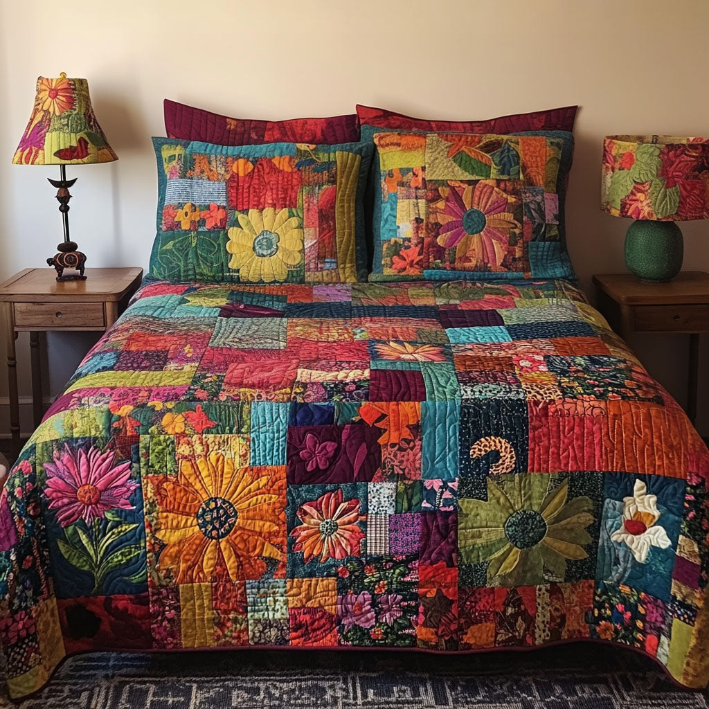 Mystical Gypsy Quilted Bedding Set Bed Decor Gifts For Hippie Girlfriend