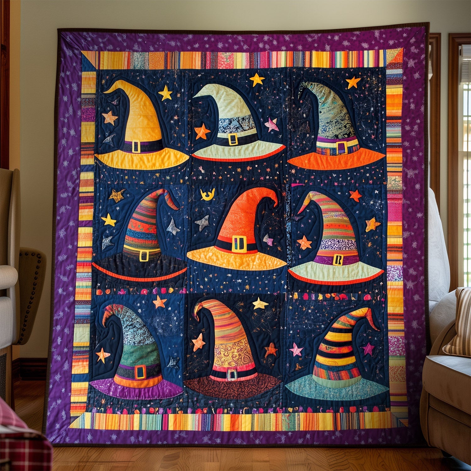 Mystical Hat Collection Quilted Blanket Halloween Anniversary Gifts