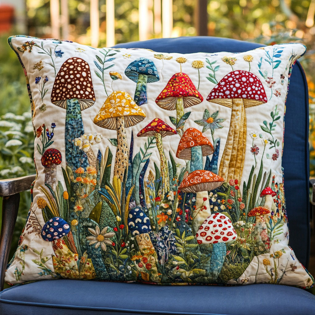 Mystical Mushrooms Quilted Pillow Case Best Throw Pillow Covers Mushroom Related Gifts