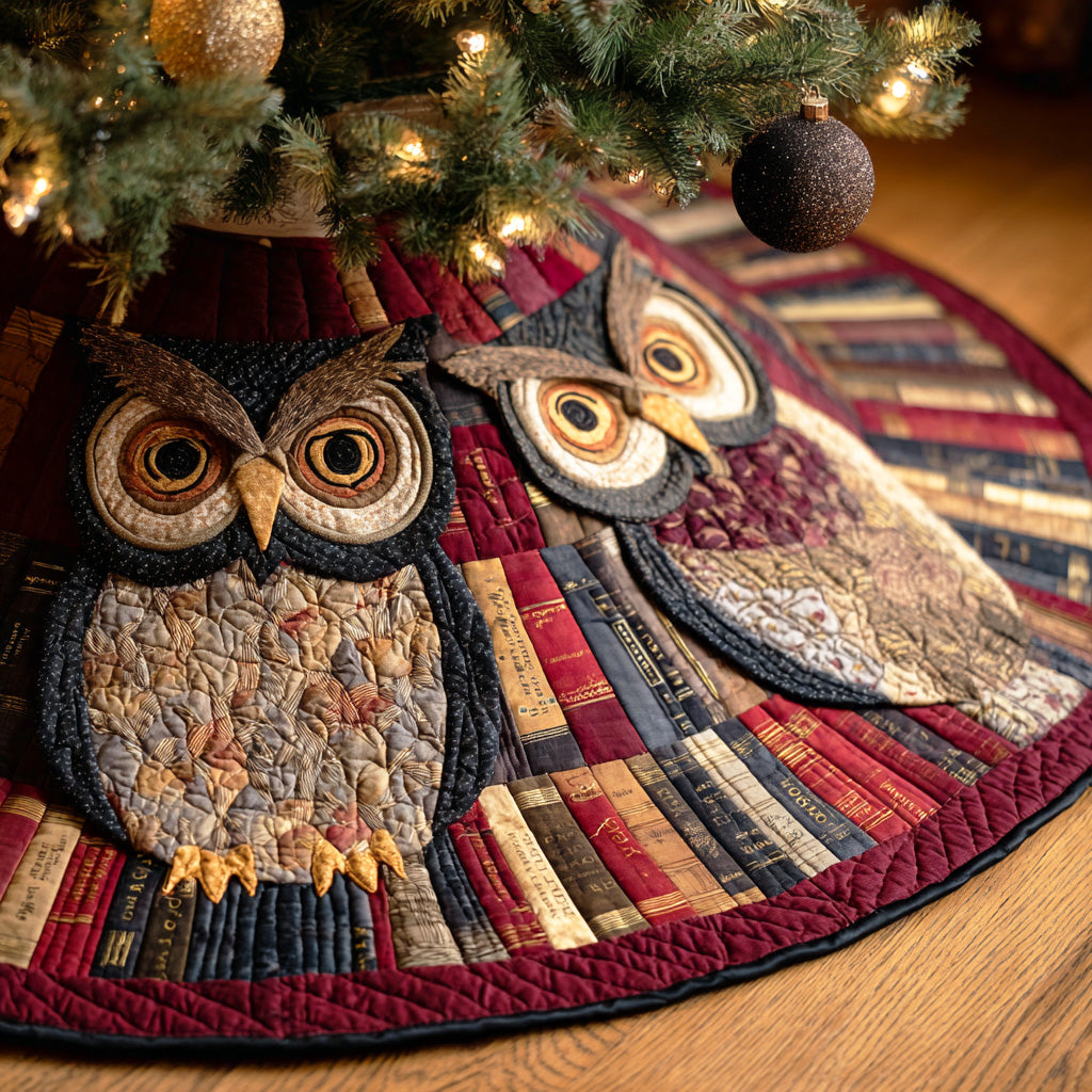 Mystical Shelf Christmas Quilted Tree Skirt Winter Holiday Decor Best Gifts For Book Readers