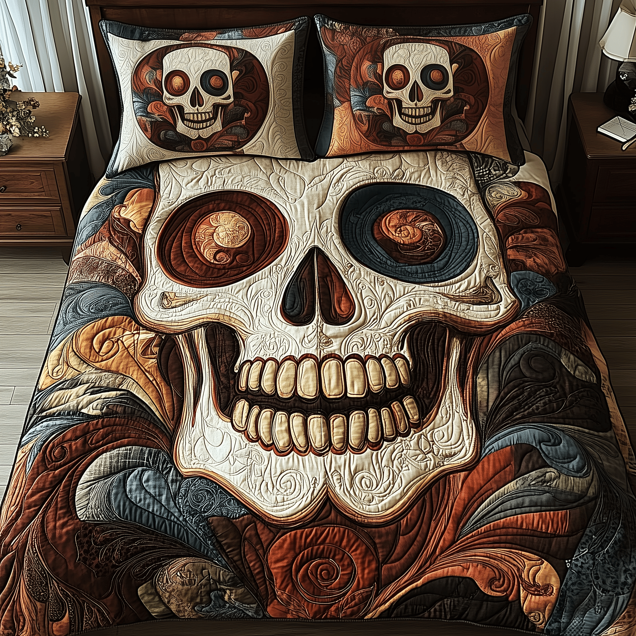 Mystique Skull Quilted Bedding Set Christmas Bedding Set Christmas Gift Ideas For Couples For Boyfriend