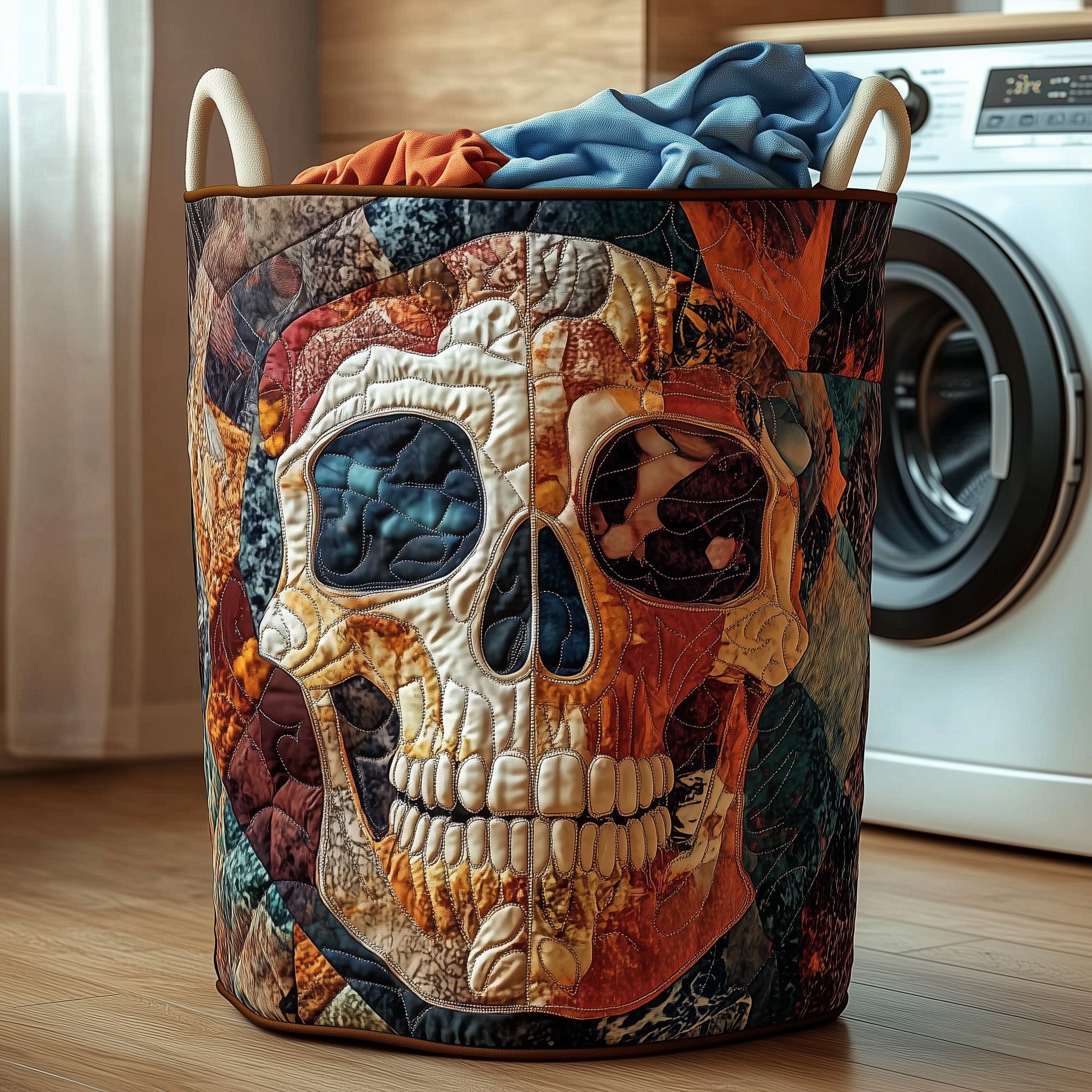 Mystique Solo Skull Quilted Laundry Basket Foldable Clothes Hamper Best Gifts For Skull Fans