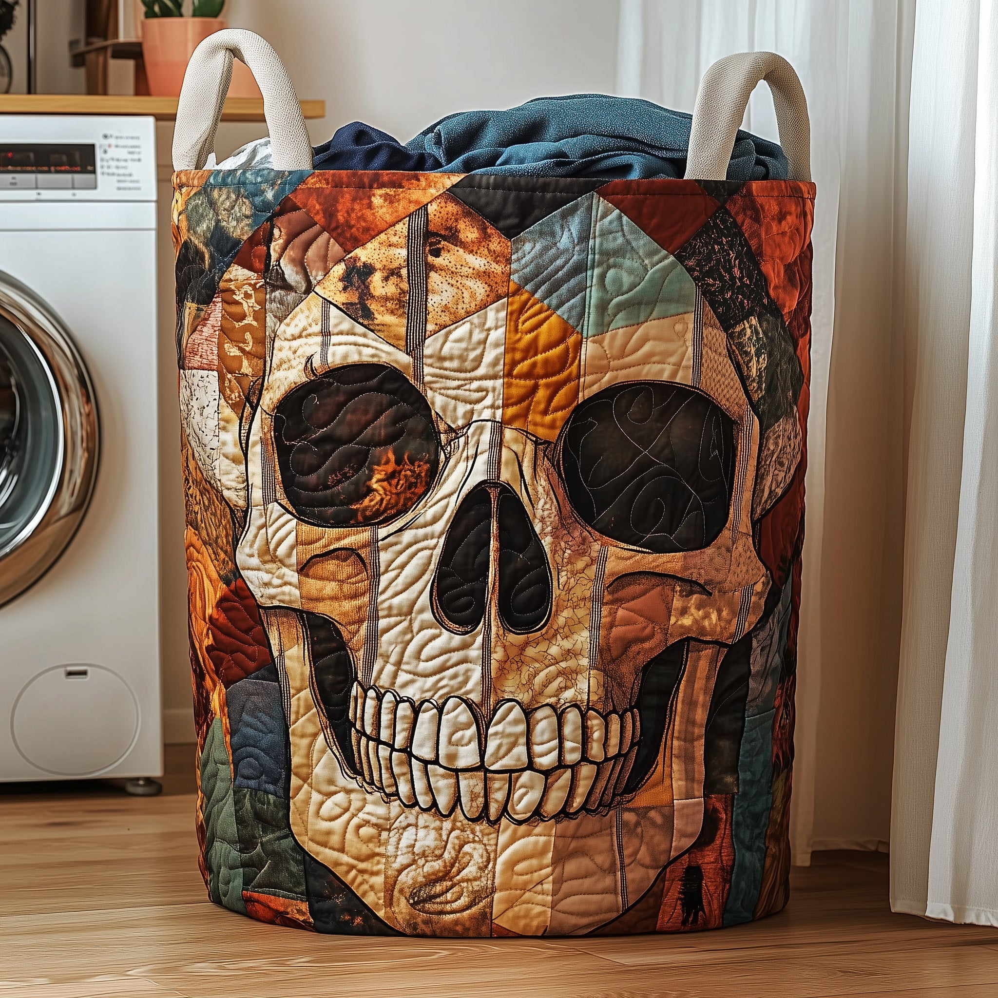 Mystique Solo Skull Quilted Laundry Basket Foldable Clothes Hamper Presents For Skull Lovers
