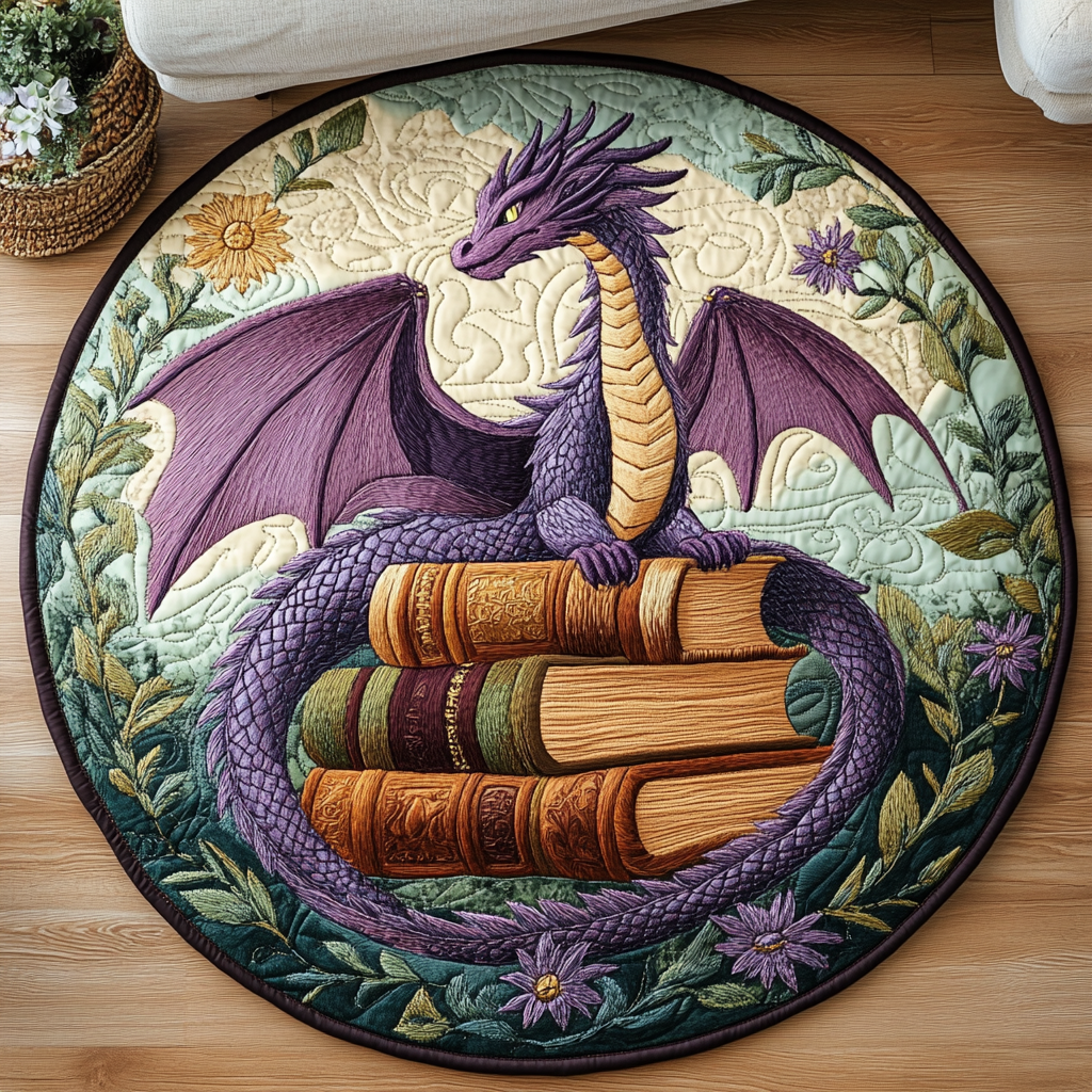 Mythic Ember Quilted Round Mat Entrance Way Ideas Novelty Dragonfly Gifts
