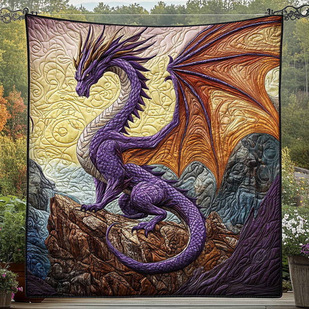 Mythic Firestorm Quilted Blanket Dragon Gifts For Her
