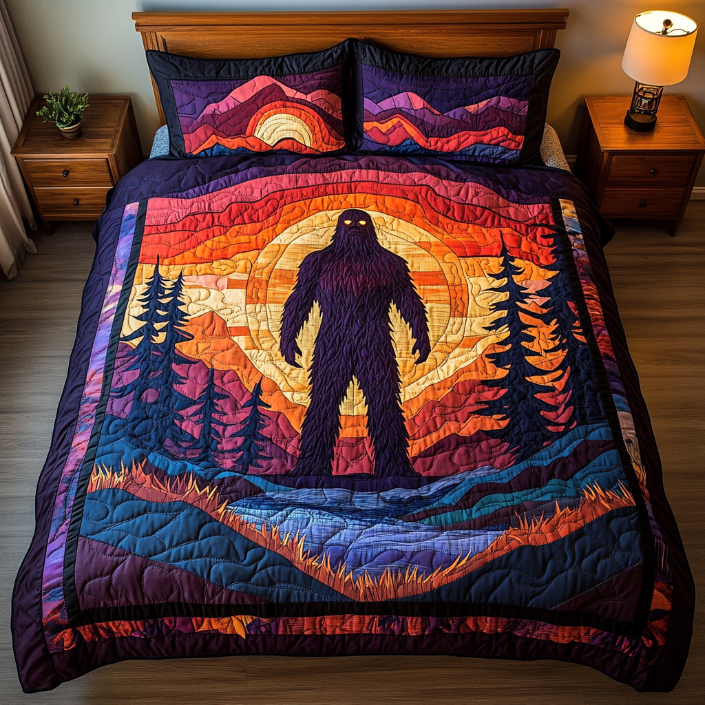 Mythic Stomp Quilted Bedding Set Bed Decorations Bigfoot Christmas Gifts