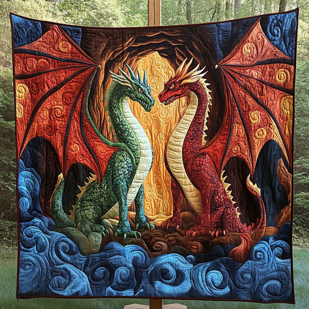 Mythical Guardians Quilted Blanket Christmas Throw Blanket Dragon Gifts For Dad