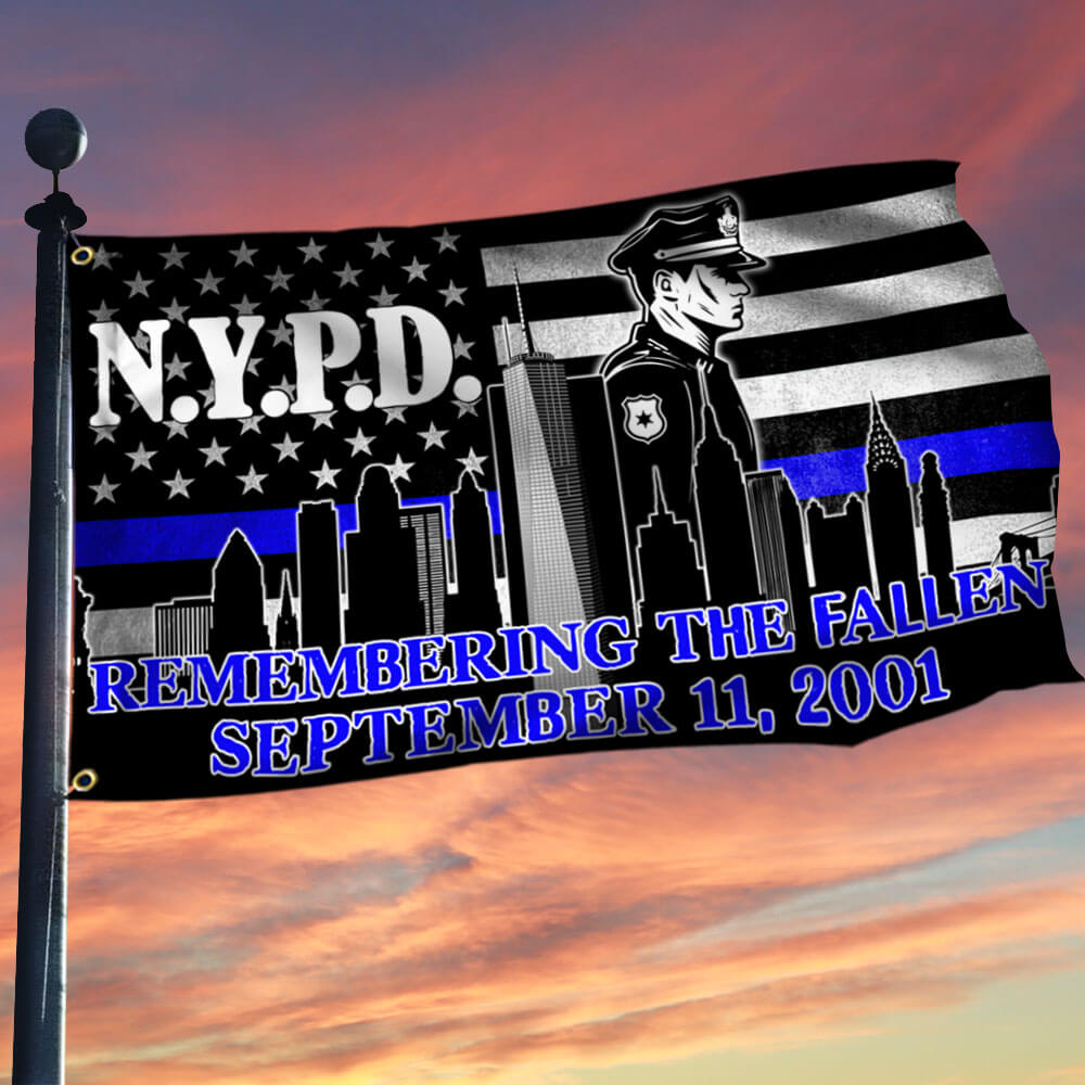 N Y P D Thin Blue Line 911 Patriot Day Remembering The Fallen Grommet Flag