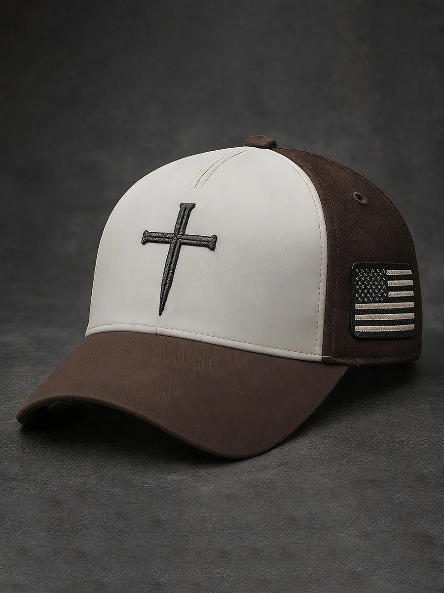 Nail Cross American Flag Baseball Hat Patriotic Christian Faith Apparel Best Gift For Believers