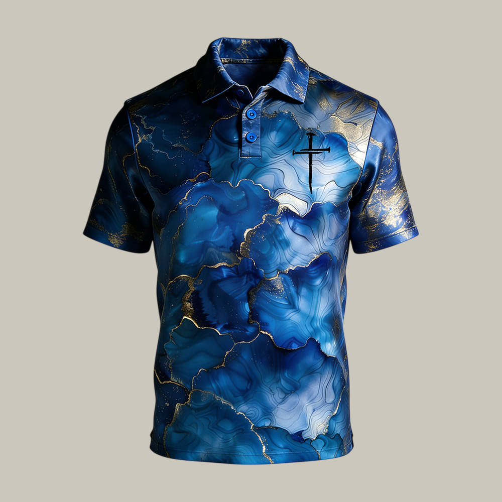 Nail Cross Crack Eartth Faith Polo Shirt God Is Good Shirt Gift For Father's Day