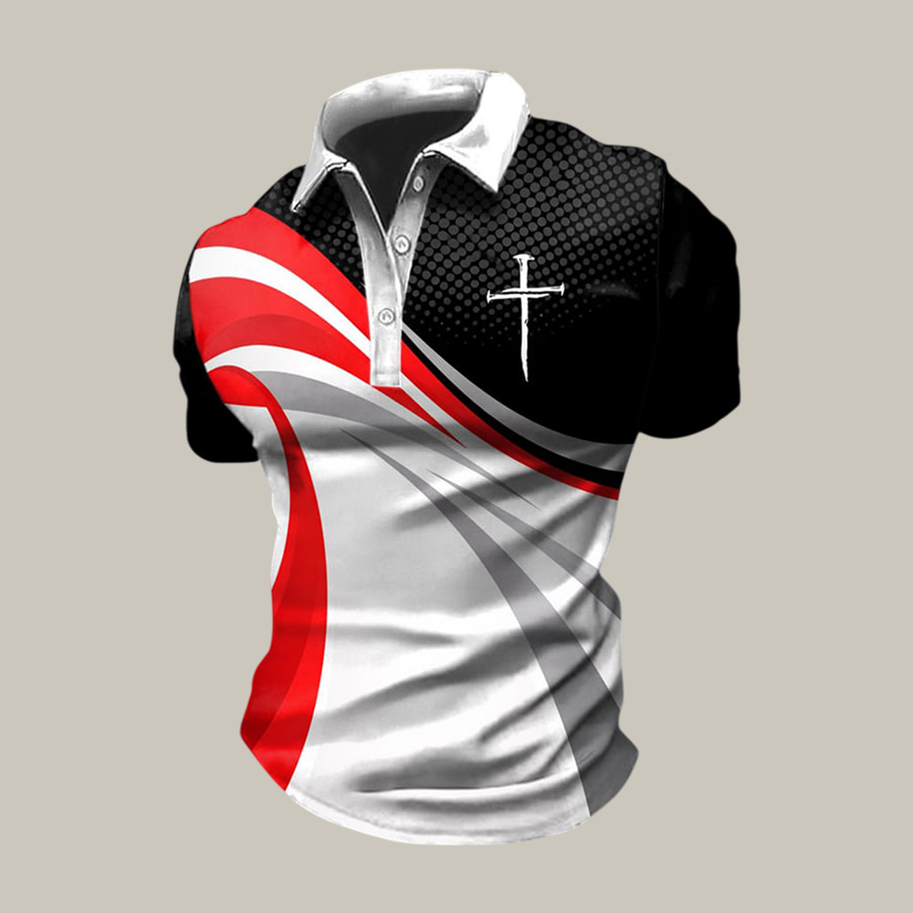 Nail Cross Faith Graphic Polo Shirt God Is Good Shirt Present For Husband