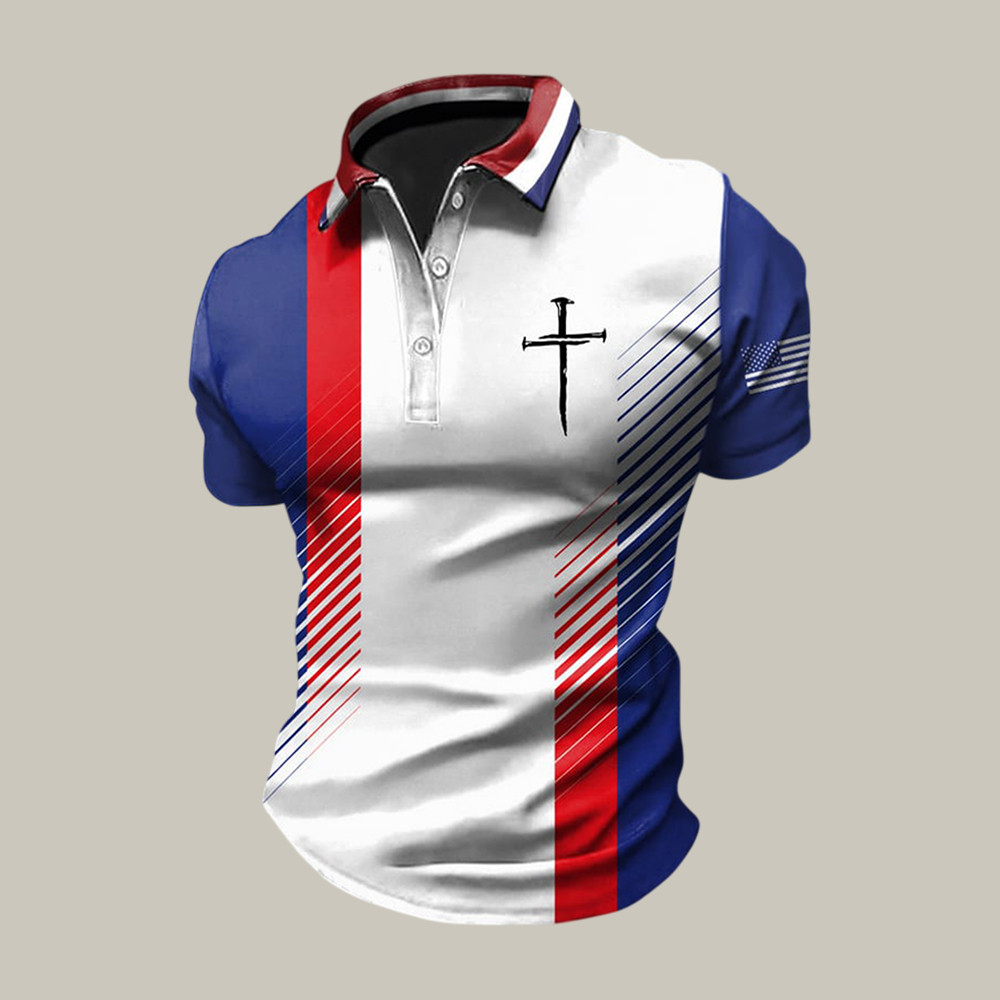 Nail Cross Faith Polo Shirt Faith Based Clothes Best Present For Father's Day