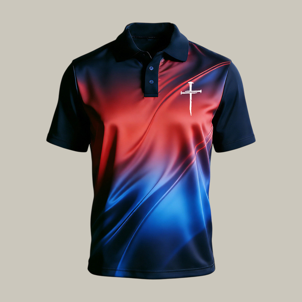 Nail Cross Graphic Design Faith Polo Shirt God Is Good Shirt Father's Day Gift For Christian