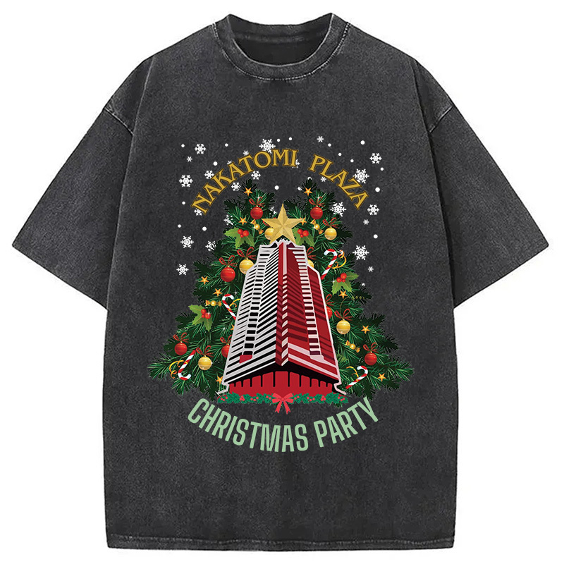 Nakatomi Plaza 1988 Christmas Party Washed T-Shirt Unisex Streetwear Graphic Style Gifts For BFF