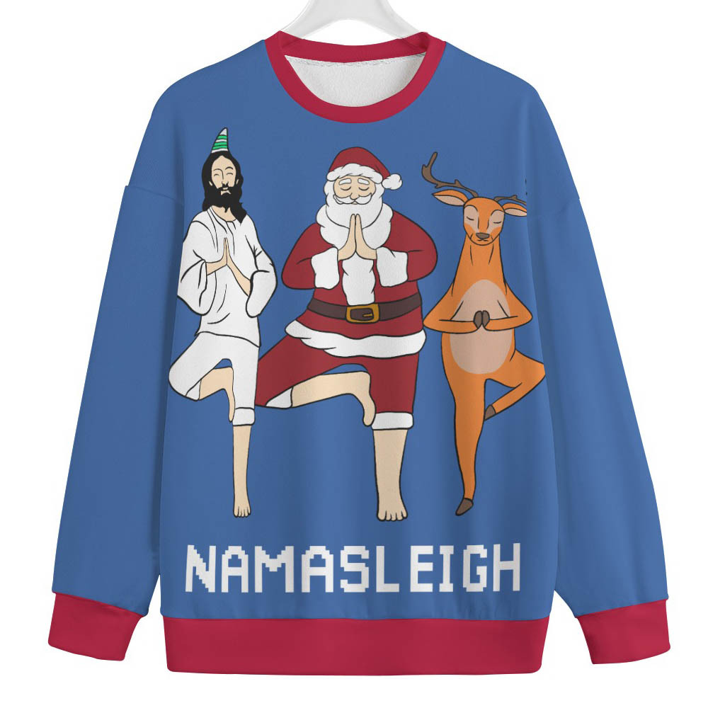 Namasleigh Yoga Men Big And Tall Christmas Sweater Comfortable Holiday Sweater for Chilly Nights