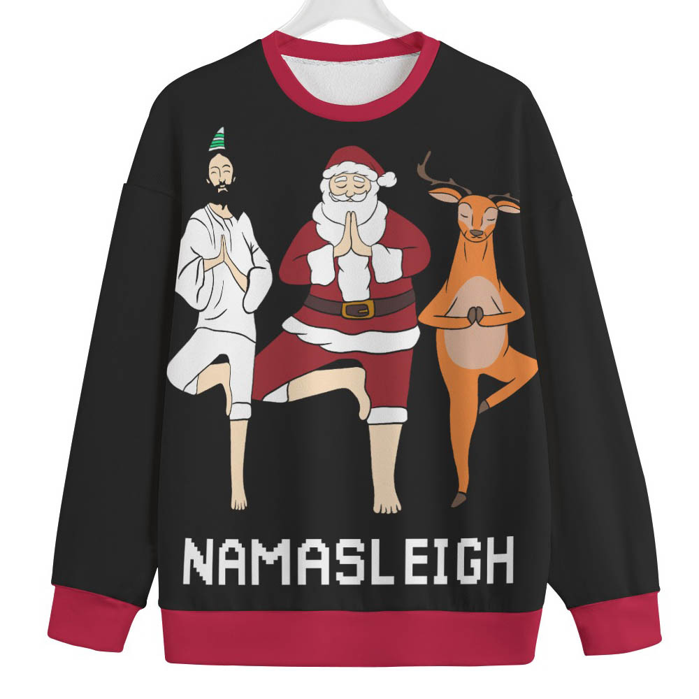 Namasleigh Yoga Plus Size Ugly Christmas Sweater Unique Holiday Merch Gift for Home and Family