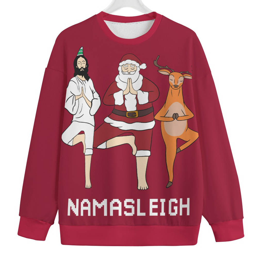 Namasleigh Yoga Womens Plus Size Ugly Christmas Sweater Cute Christmas Sweatshirt for Holiday Spirit