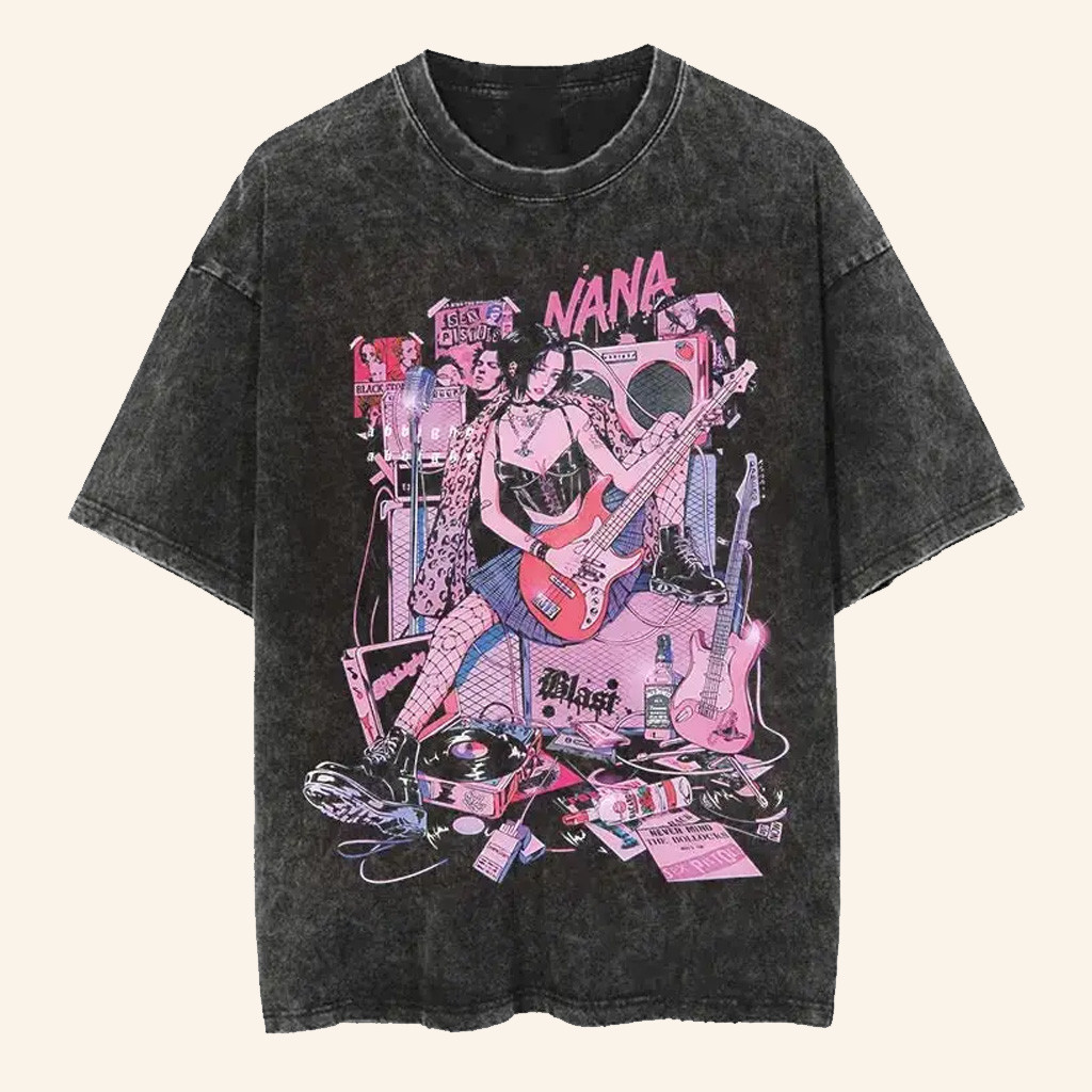 Nana Anime Merch Nana Osaki Rocker Band T-Shirt Presents For Anime Fans