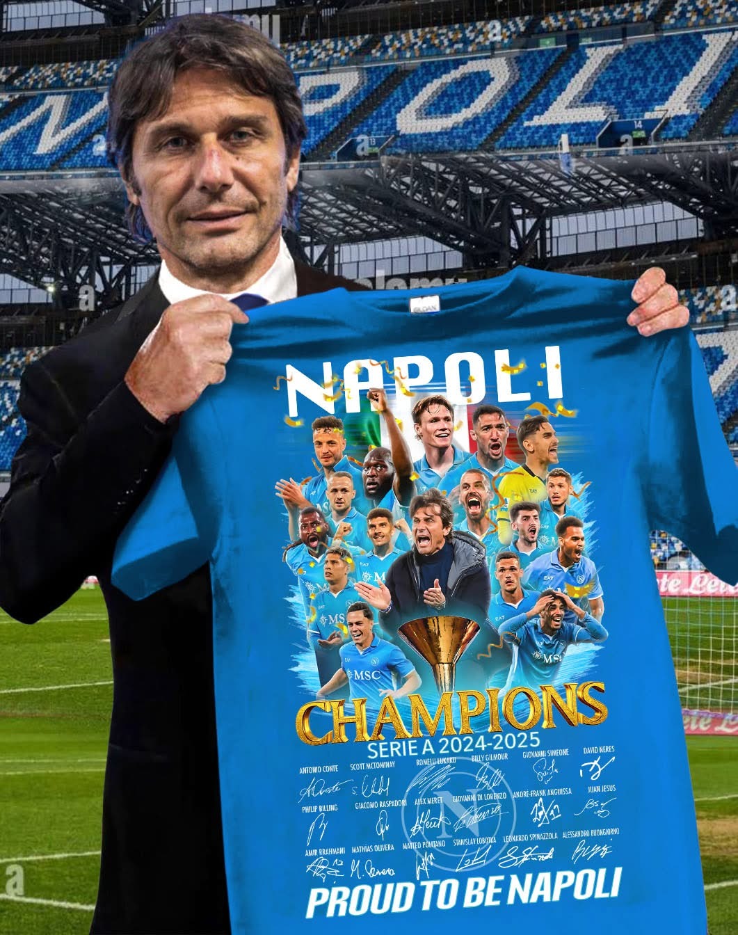 Napolo Champions Serie A 2024-2025 Proud To Be Napolo T-Shirt Best Gift For Football Lover